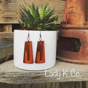 Genuine leather cactus earrings